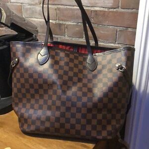 Brown Checkered Tote Bag